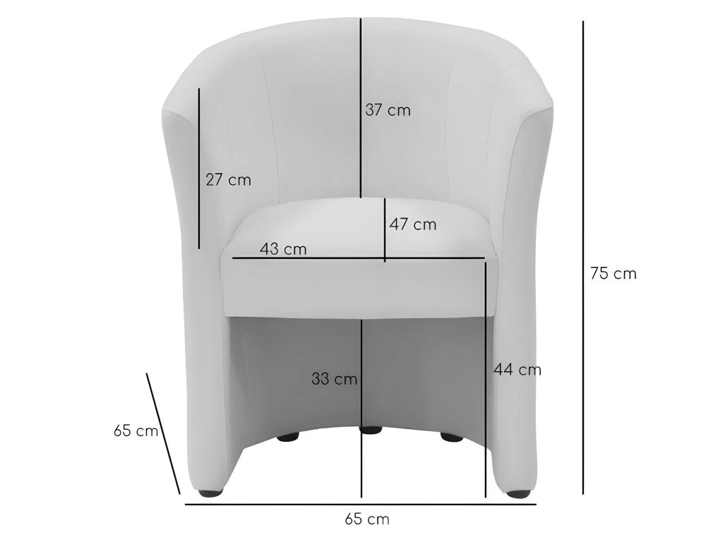 Fauteuil Cabriolet Blanc En Simili Design Contemporain - CABRI 4 Fauteuil Cabriolet Blanc En Simili Design Contemporain - CABRI – Image 4
