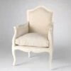 Fauteuil Apolline Blanc, Tissu Et Acajou