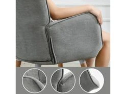 Fauteuil Scandinave Chaise De Canapé De Loisirs Pour Salon Salle à Manger Bureau Avec Un Revêtement En Tissu, Accoudoirs Rembourés Et Des Pieds En Bois Massif, Gris, 66x71x110cm -Fauteuil Boutique fauteuil 9485785