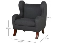 Fauteuil Enfant Oreilles Grand Confort Accoudoirs Assise Dossier Garnissage Mousse Haute Densité Piètement Bois Hévéa Verni Lin Gris -Fauteuil Boutique fauteuil 9486609