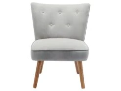 MALCOLM - Fauteuil Scandinave Tissu Gris Clair Pieds Bois(x2) -Fauteuil Boutique fauteuil 9486633