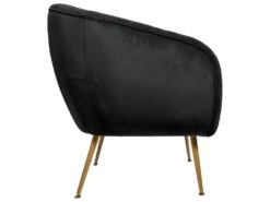 Fauteuil En Velours Noir Plissé Et Pieds En Métal Doré -Fauteuil Boutique fauteuil 9486747