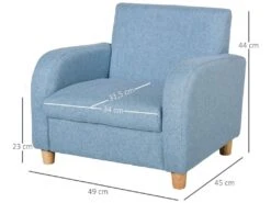Fauteuil Enfant Design Scandinave Grand Confort Accoudoirs Assise Dossier Garnissage Mousse Haute Densité Piètement Bois Caoutchouc Lin Bleu -Fauteuil Boutique fauteuil 9486759