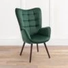 Fauteuil Scandinave Chaise De Canapé De Loisirs Rétro Pour Salon Salle à Manger Bureau Avec Un Revêtement En Velours, Accoudoirs Rembourés Et Des Pieds En Bois Massif, Vert, 66x71x110cm