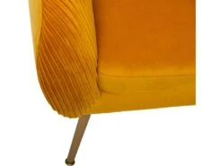 Fauteuil En Velours Moutarde Plissé Et Pieds En Métal Doré -Fauteuil Boutique fauteuil 9487915