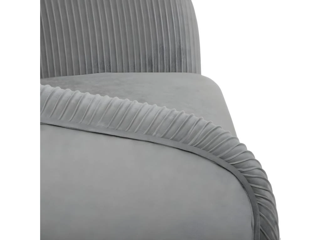 Fauteuil En Velours Gris Plissé Et Pieds En Métal Doré 5 Fauteuil En Velours Gris Plissé Et Pieds En Métal Doré – Image 5