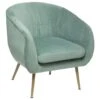 Fauteuil En Velours Vert Céladon Plissé Et Pieds En Métal Doré