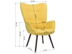 Fauteuil De Salon Canapé 1 Place Avec Un Revêtement En Tissu Jaune, Des Accoudoirs Rembourés Et Des Pieds En Bois Massif Hêtre -Fauteuil Boutique fauteuil 9488227