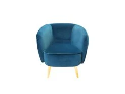 Fauteuil Velours Bleu Canard Et Pieds Métal Doré - MARLOW -Fauteuil Boutique fauteuil 9490231