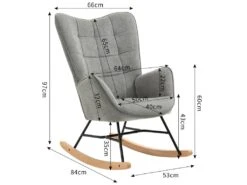 Fauteuil à Bascule Allaitement Scandinave Chaise Loisir Et Repos En Tissu Avec Pieds En E' Bois Métal Pour Salon, Chambre, Massif, Gris Foncé, 66x84x97cm 9 Fauteuil à Bascule Allaitement Scandinave Chaise Loisir Et Repos En Tissu Avec Pieds En E' Bois Métal Pour Salon, Chambre, Massif, Gris Foncé, 66x84x97cm -Fauteuil Boutique fauteuil 9491015