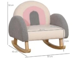 Fauteuil Enfant Lounge à Bascule - Dossier Incliné, Accoudoirs - Revêtement Effet Peau De Mouton Polyester - Bois Eucalyptus Beige Rose Gris -Fauteuil Boutique fauteuil 9491025