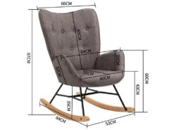 Fauteuil à Bascule Style Rocking Chair - Style Scandinave - Tissu Gris - Pieds En Véritable Bois De Hêtre , Gris Foncé Tissu /Gris Foncé Tissu -Fauteuil Boutique fauteuil 9491055