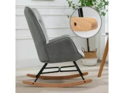 Fauteuil à Bascule Allaitement Scandinave Chaise Loisir Et Repos En Tissu Avec Pieds En E' Bois Métal Pour Salon, Chambre, Massif, Gris 7 Fauteuil à Bascule Allaitement Scandinave Chaise Loisir Et Repos En Tissu Avec Pieds En E' Bois Métal Pour Salon, Chambre, Massif, Gris -Fauteuil Boutique fauteuil 9491071