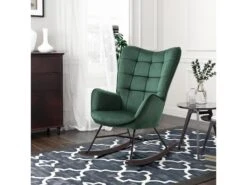 Fauteuil à Bascule Allaitement Rétro Chaise Loisir Et Repos En Velours Avec Pieds En E' Bois Métal Pour Salon, Chambre, Massif, Vert, 66x84x97cm 7 Fauteuil à Bascule Allaitement Rétro Chaise Loisir Et Repos En Velours Avec Pieds En E' Bois Métal Pour Salon, Chambre, Massif, Vert, 66x84x97cm -Fauteuil Boutique fauteuil 9491121