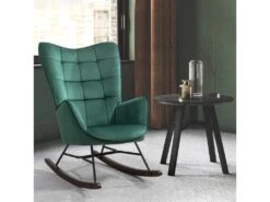 Fauteuil à Bascule Allaitement Rétro Chaise Loisir Et Repos En Velours Avec Pieds En E' Bois Métal Pour Salon, Chambre, Massif, Vert, 66x84x97cm 8 Fauteuil à Bascule Allaitement Rétro Chaise Loisir Et Repos En Velours Avec Pieds En E' Bois Métal Pour Salon, Chambre, Massif, Vert, 66x84x97cm -Fauteuil Boutique fauteuil 9491123