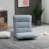 Fauteuil Convertible Fauteuil Paresseux Grand Confort Inclinaison Dossier Multipositions 90°-180° Métal Lin Gris Clair