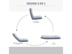 Fauteuil Convertible Fauteuil Paresseux Grand Confort Inclinaison Dossier Multipositions 90°-180° Métal Lin Gris Clair -Fauteuil Boutique fauteuil 9491307