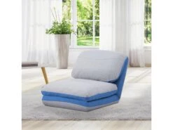Chauffeuse - Matelas D'appoint Pliant - Fauteuil Convertible - Inclinaison Dossier Réglable 5 Positions - Tissu Polyester Aspect Lin Gris Clair Bleu -Fauteuil Boutique fauteuil 9491319