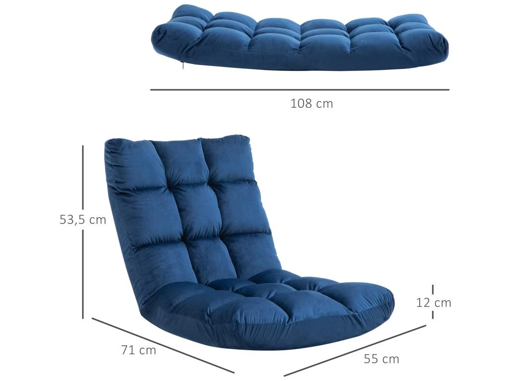 Fauteuil Convertible Fauteuil Paresseux Grand Confort Inclinaison Dossier Multipositions 90°-180° Flanelle Polyester Capitonné Bleu Roi 4 Fauteuil Convertible Fauteuil Paresseux Grand Confort Inclinaison Dossier Multipositions 90°-180° Flanelle Polyester Capitonné Bleu Roi – Image 4