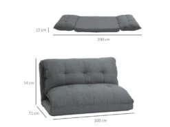 Chauffeuse - Matelas D'appoint Pliant - Fauteuil Convertible - Inclinaison Dossier Réglable 13 Positions - Tissu Lin -Fauteuil Boutique fauteuil 9491433