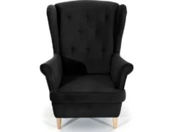 Fauteuil 1 Place En Tissu Velours Catégorie Luxe, Noir, ARNAUD -Fauteuil Boutique fauteuil 9997209