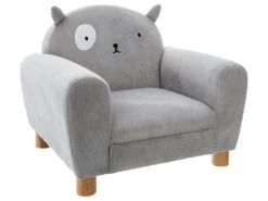 Fauteuil Oreilles Chat Coloris Gris - L. 52 X L. 44 X H. 43 Cm