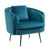 Fauteuil De Salon En Métal Et Velours Bleu Canard