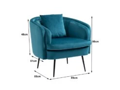 Fauteuil De Salon En Métal Et Velours Bleu Canard -Fauteuil Boutique fauteuil 9997613