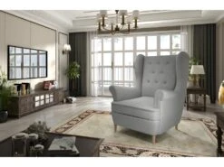 Fauteuil 1 Place En Tissu Catégorie Luxe, Gris, ARNAUD -Fauteuil Boutique fauteuil 9997631