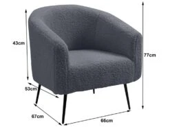 Fauteuil De Salon En Métal Et Bouclettes Grises -Fauteuil Boutique fauteuil 9997651