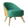 UMEA - Fauteuil Scandinave En Tissu Vert Et Bois