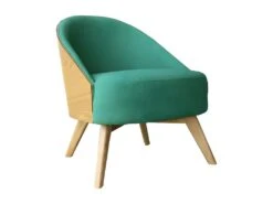 UMEA - Fauteuil Scandinave En Tissu Vert Et Bois