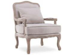 Fauteuil Gustave Style Louis XV Tissu Beige