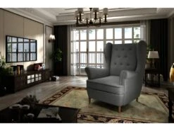 Fauteuil 1 Place En Tissu Catégorie Luxe, Gris Foncé, ARNAUD -Fauteuil Boutique fauteuil 9998315