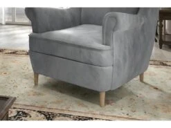 Fauteuil 1 Place En Tissu Velours Catégorie Luxe, Gris, ARNAUD -Fauteuil Boutique fauteuil 9998835