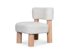 MEGEVE- Fauteuil Revetu De Tissu Bouclé Blanc