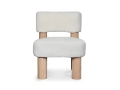 MEGEVE- Fauteuil Revetu De Tissu Bouclé Blanc -Fauteuil Boutique fauteuil 9998997