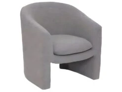 Fauteuil En Bois Et PU Coloris Gris - Longueur 72 X Profondeur 67 X Hauteur 76 Cm