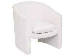 Fauteuil En Bois Et PU Coloris Blanc - Longueur 72 X Profondeur 67 X Hauteur 76 Cm