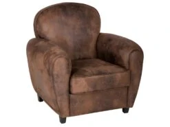 Fauteuil En Mousse PU Coloris Marron - Longueur 81 X Profondeur 86 X Hauteur 81 Cm